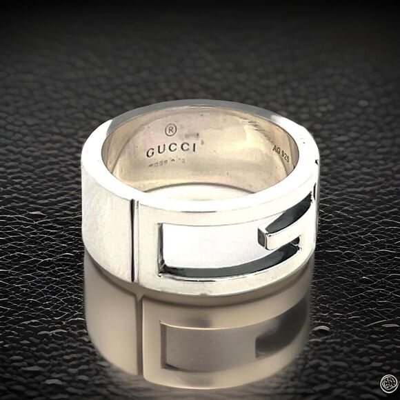 Gucci Estate Ring Size 5.5 Sterling Silver Height 8 mm G28 - Picture 11 of 11